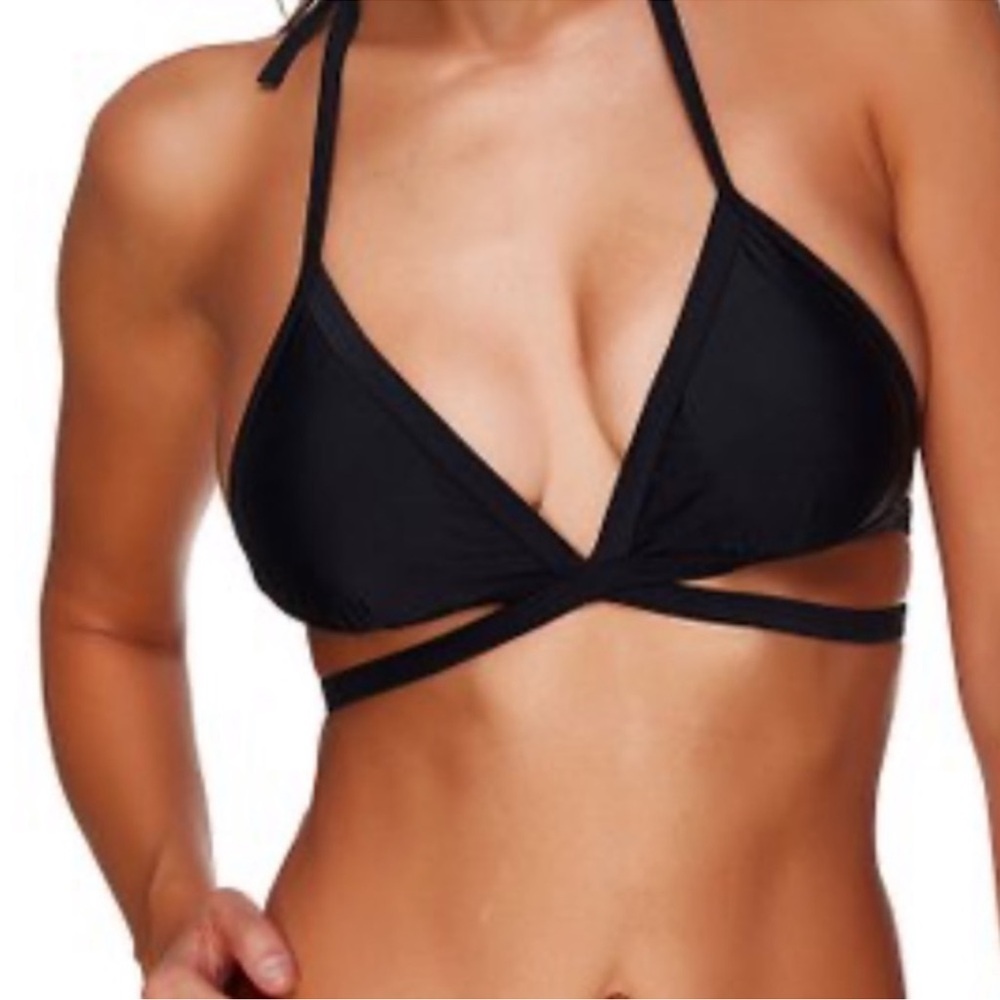 PINK Black Triangle Crossover Bikini Top